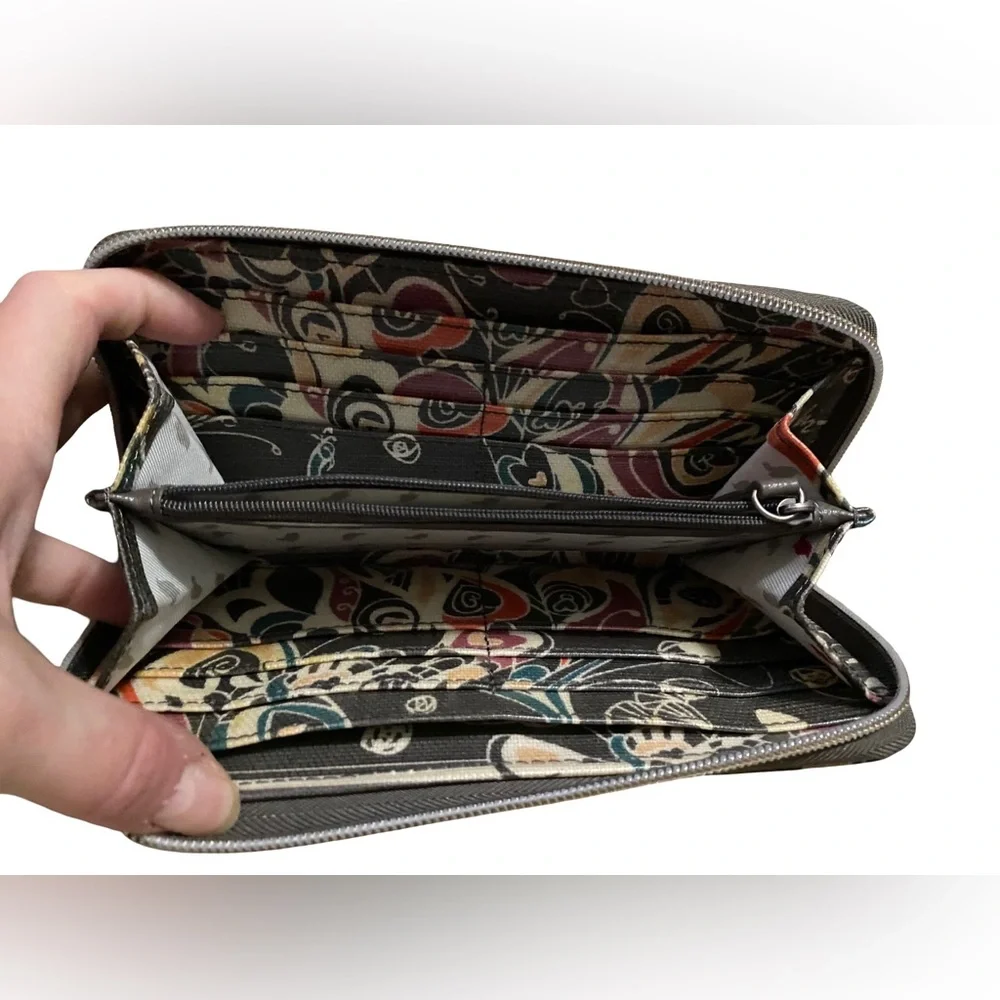 Sakroots Artist Zip Around Closure Wallet  Brown Muliticolor